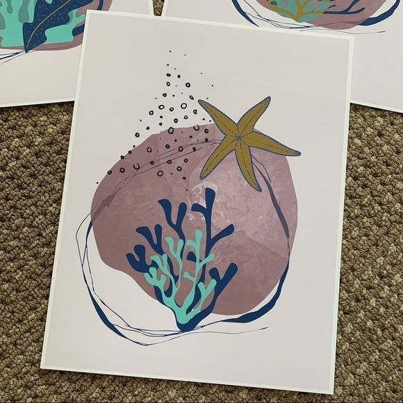 Modern minimalist sea creatures illustration art - Picture 7 of 13